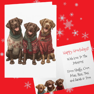 Benutzerdefinierter Chocolate Lab Weihnachts-Hässl Karte