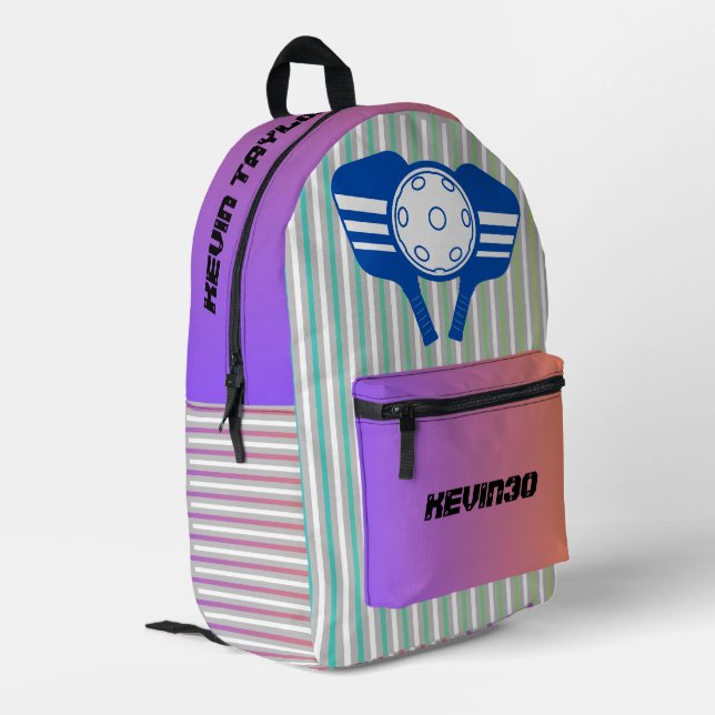 Benutzerdefinierter cooler Verlauf mit Streifen Pi Bedruckter Rucksack (Rückseitige Ecke links)
