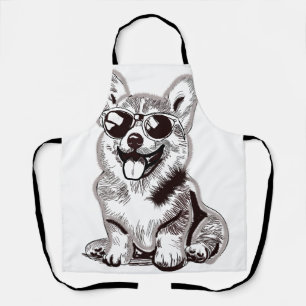 Benutzerdefinierter Corgi-Welpe mit Sonnenbrille   Schürze