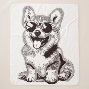 Benutzerdefinierter Corgi-Welpe mit Sonnenbrille Sherpadecke