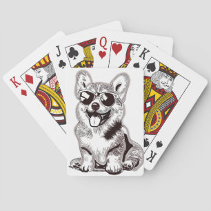 Benutzerdefinierter Corgi-Welpe mit Sonnenbrille Spielkarten