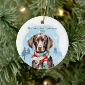 Benutzerdefinierter Deutsch Drahthaarpointer Erste Keramik Ornament
