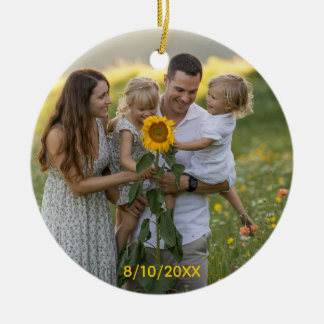 Benutzerdefinierter doppelseitiger Familien-Weihna Keramik Ornament
