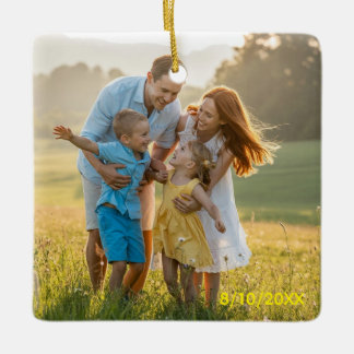 Benutzerdefinierter doppelseitiger Familien-Weihna Keramikornament