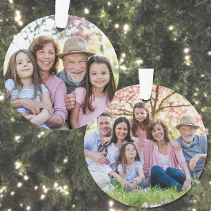 Benutzerdefinierter doppelseitiger Familien-Weihna Ornament