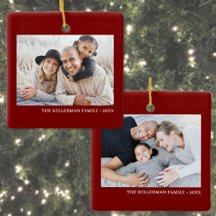 Benutzerdefinierter doppelseitiger Weihnachtsgruß Keramikornament