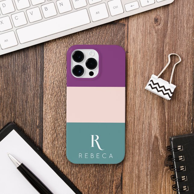 Benutzerdefinierter Drei-Farbblock Rosa Aquamarin  Case-Mate iPhone 14 Pro Max Hülle (Von Creator hochgeladen)