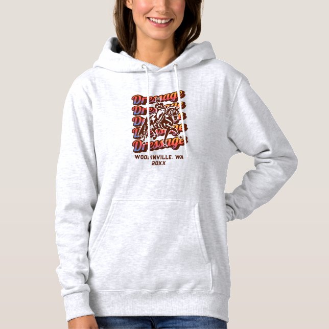 Benutzerdefinierter Dressurereignis- oder Ortsdate Hoodie (Vorderseite)