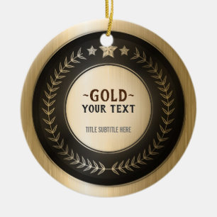 BENUTZERDEFINIERTER DRUCK DIY-MEDAILLE Gold #1 Cha Keramik Ornament