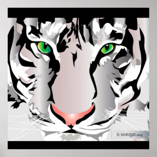 BENUTZERDEFINIERTER DRUCK - TIGER-WEISS/GRAU POSTER