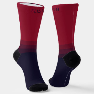 Benutzerdefinierter dunkler blau-blauer Maroon-Far Socken