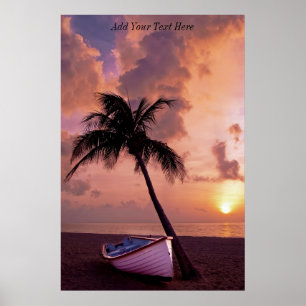 Benutzerdefinierter dunkler Strandsonnenuntergang Poster