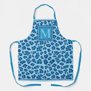 Benutzerdefinierter dunkler und hellblauer Leopard Schürze