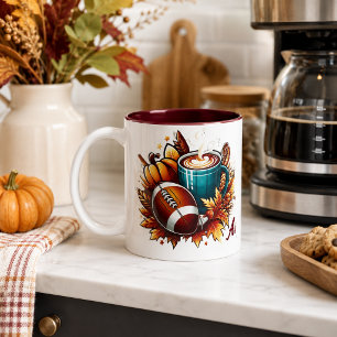 Benutzerdefinierter einzigartiger Fußball-Herbst-C Zweifarbige Tasse