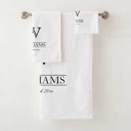 Benutzerdefinierter eleganter Name der Monogram-Fa Badhandtuch Set