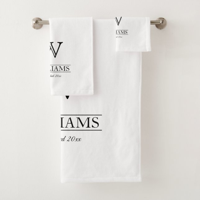 Benutzerdefinierter eleganter Name der Monogram-Fa Badhandtuch Set (Insitu)