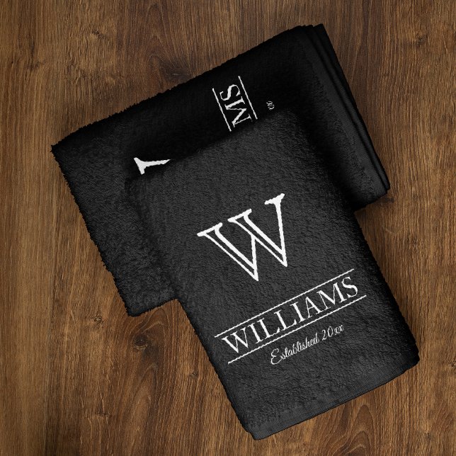 Benutzerdefinierter eleganter Name der Monogram-Fa Handtuch (Von Creator hochgeladen)