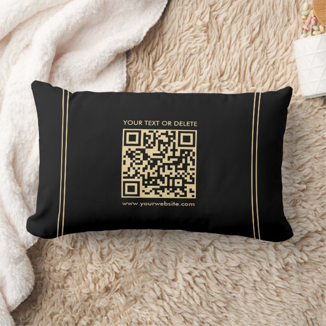 Benutzerdefinierter eleganter QR-Code für Schwarz  Lendenkissen (Decke)