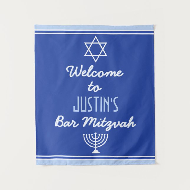 Benutzerdefinierter Empfang für Bar Mitzvah Wandteppich (Vorderseite)