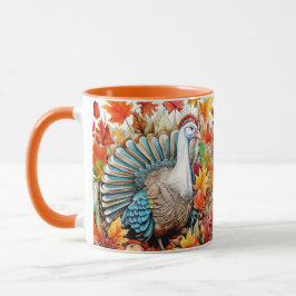Benutzerdefinierter Erntedank-Truthahn Herbstlaub Tasse