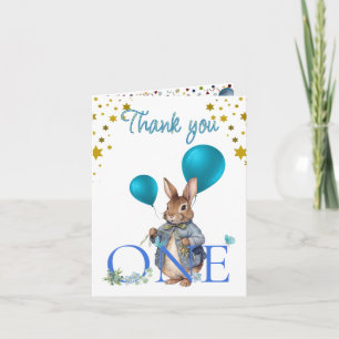 Benutzerdefinierter Erster Geburtstag Hase Danke Karte