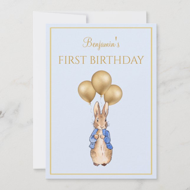 Benutzerdefinierter erster Geburtstag von Rabbit Einladung (Vorderseite)