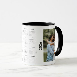 Benutzerdefinierter Familien-2-Foto-2026-Kalender Tasse