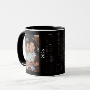 Benutzerdefinierter Familien-2-Foto-2026-Kalender Tasse