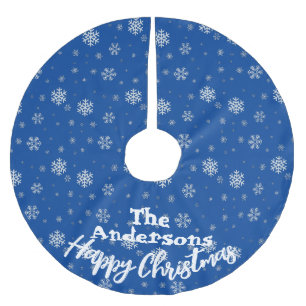 Benutzerdefinierter Familien-Schneeflocken-Retro-W Polyester Weihnachtsbaumdecke