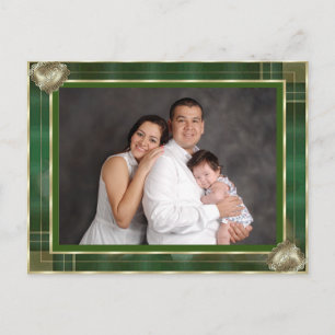 Benutzerdefinierter Familienfoto-Grün Antique-Rahm Postkarte
