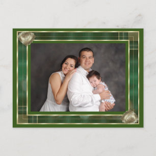 Benutzerdefinierter Familienfoto-Grün Antique-Rahm Postkarte