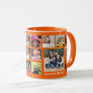 Benutzerdefinierter Familienname 22 Foto-Collage O Tasse