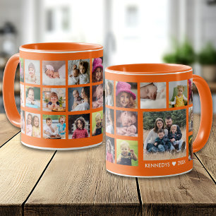 Benutzerdefinierter Familienname 22 Foto-Collage O Tasse