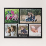 Benutzerdefinierter Familienname 5 FotoCollage<br><div class="desc">Ein familiäres Foto sammelt das Puzzle um mit 5 Ihrer Lieblingsfotos zu personalisieren.</div>