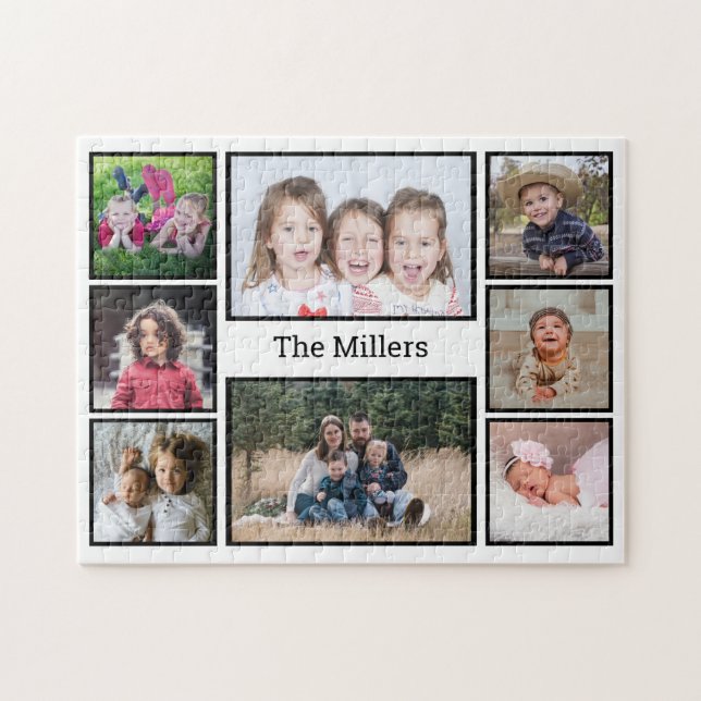 Benutzerdefinierter Familienname 8 FotoCollage (Horizontal)