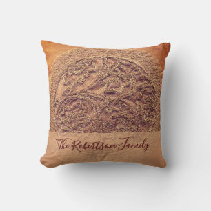 Benutzerdefinierter Familienname Boho Floral Retro Kissen