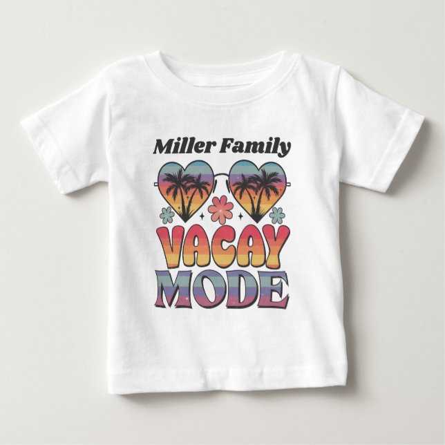 Benutzerdefinierter Familienname Groovy Vacay Mode Baby T-shirt (Vorderseite)