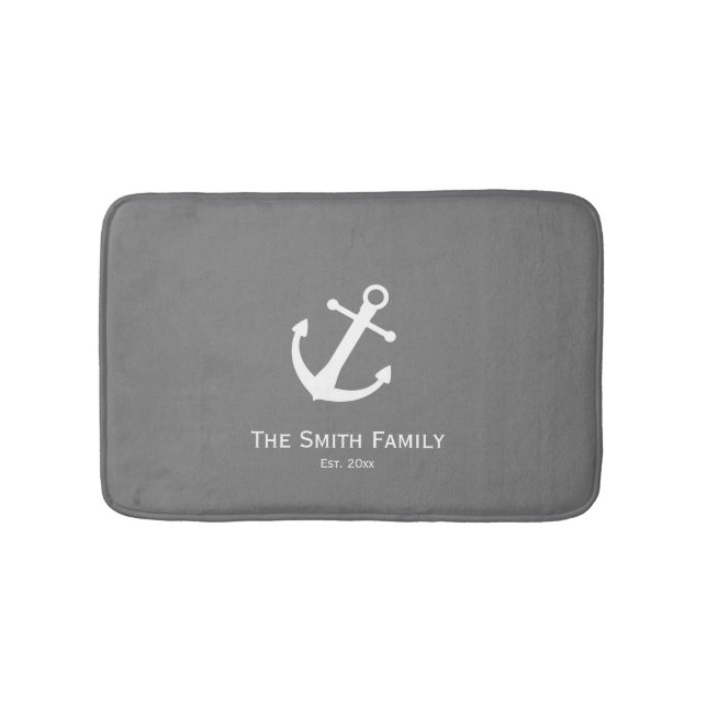 Benutzerdefinierter Familienname Nautical Dark Bat Badematte (Vorderseite)