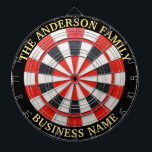 Benutzerdefinierter Familienname Rustikale Dartboa Dartscheibe<br><div class="desc">Ein Dartboard ist ein beliebtes Freizeit- und Wettbewerbsspiel, das Spielern aller Altersgruppen und Qualifikationsebenen Stunden Spaß bietet. Typisch aus Sisalfasern, Kork oder elektronischen Komponenten, sind die Dartboards so konzipiert, dass sie den Einflüssen von Darts standhalten und gleichzeitig präzise Scoringzonen bieten. Die Standard-Dartboards verfügen über ein kreisförmiges Design mit nummerierten Abschnitten...</div>