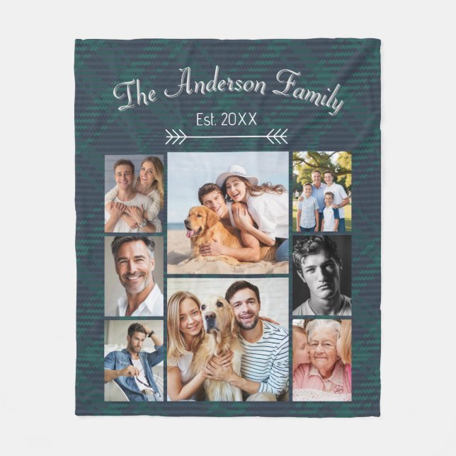 Benutzerdefinierter Familienname und BildCollage Fleecedecke (Vorderseite)