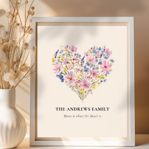 Benutzerdefinierter Familienname Wildblumen Herz P Poster