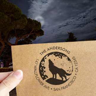 Benutzerdefinierter Familienname Wolf Mond Rückkeh Gummistempel