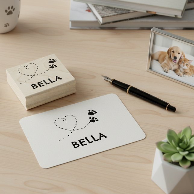 Benutzerdefinierter Fantasie-Pfotenabdruck-Namenss Gummistempel (🐾 Personalized paw print name stamp – cute, custom, and heartfelt ❤️)