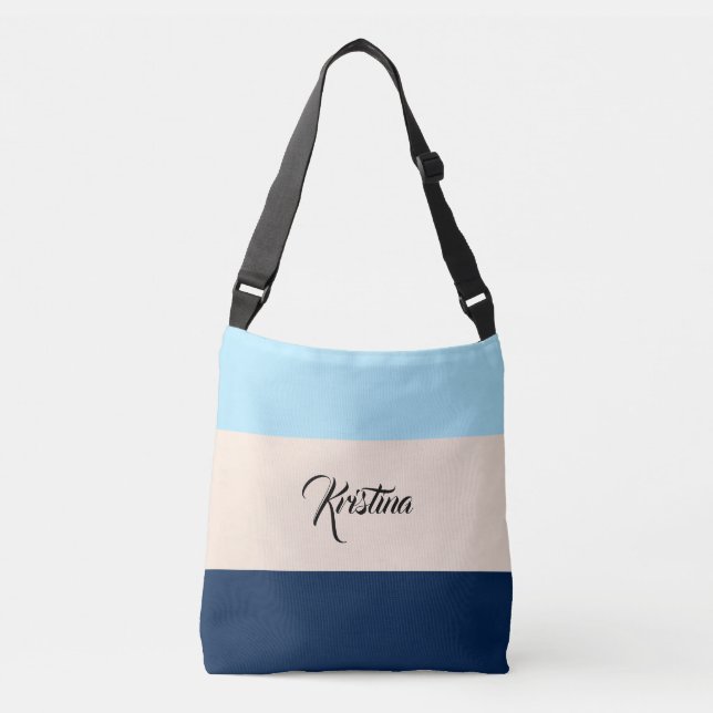 Benutzerdefinierter Farbblock Hellblau Beige & Nav Tasche (Vorderseite)