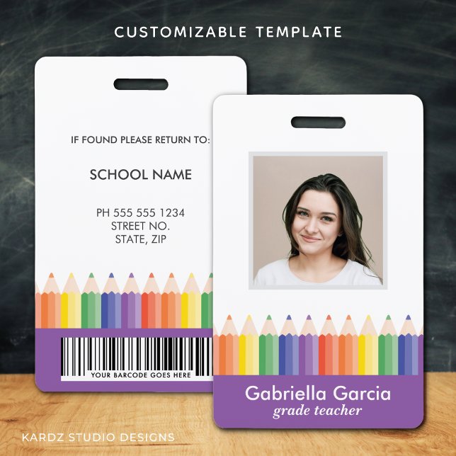 Benutzerdefinierter farbenfroher Schul-Lehrer-Code Ausweis (Von Creator hochgeladen)