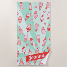 Benutzerdefinierter Farbname Ice Creme Print Beach Strandtuch
