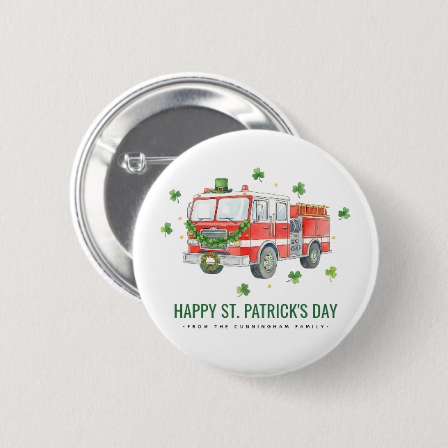 Benutzerdefinierter Feuerwehrmann St. Patrick's Da Button (Vorne & Hinten)
