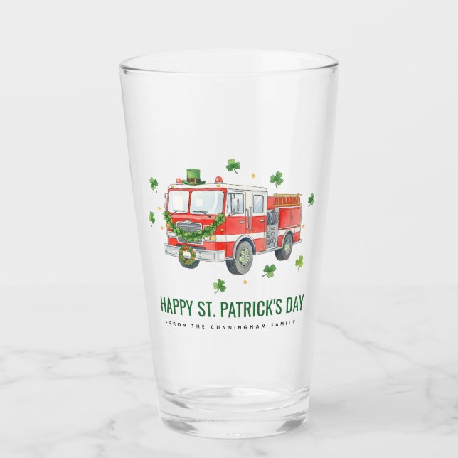 Benutzerdefinierter Feuerwehrmann St. Patrick's Da Glas (Vorderseite)