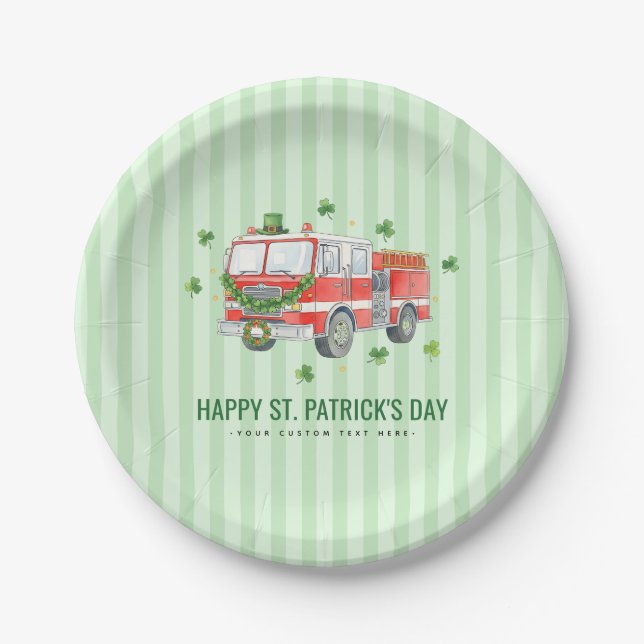Benutzerdefinierter Feuerwehrmann St. Patrick's Da Pappteller (Vorderseite)