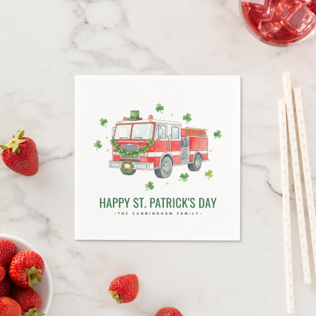 Benutzerdefinierter Feuerwehrmann St. Patrick's Da Serviette (Beispiel)